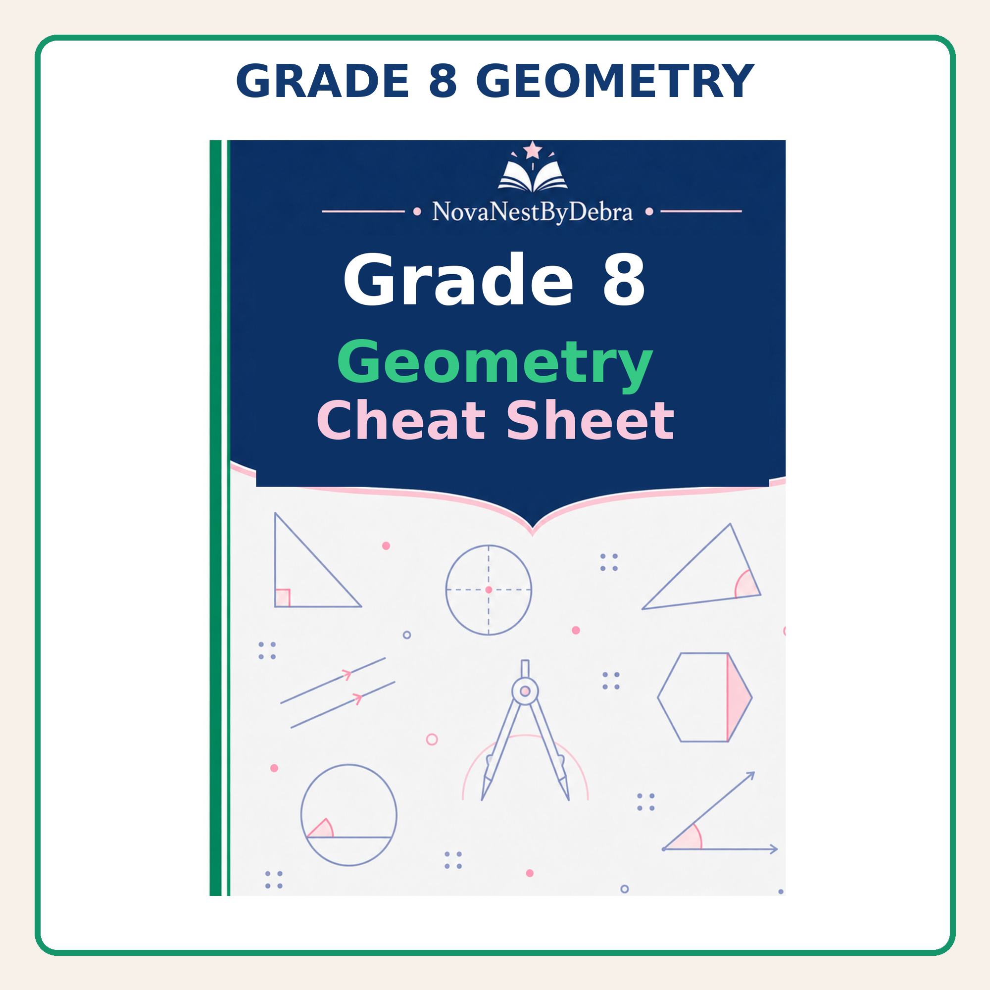 Grade 8 Geometry Cheat Sheet, Middle School Math Study Guide(PDF Download)