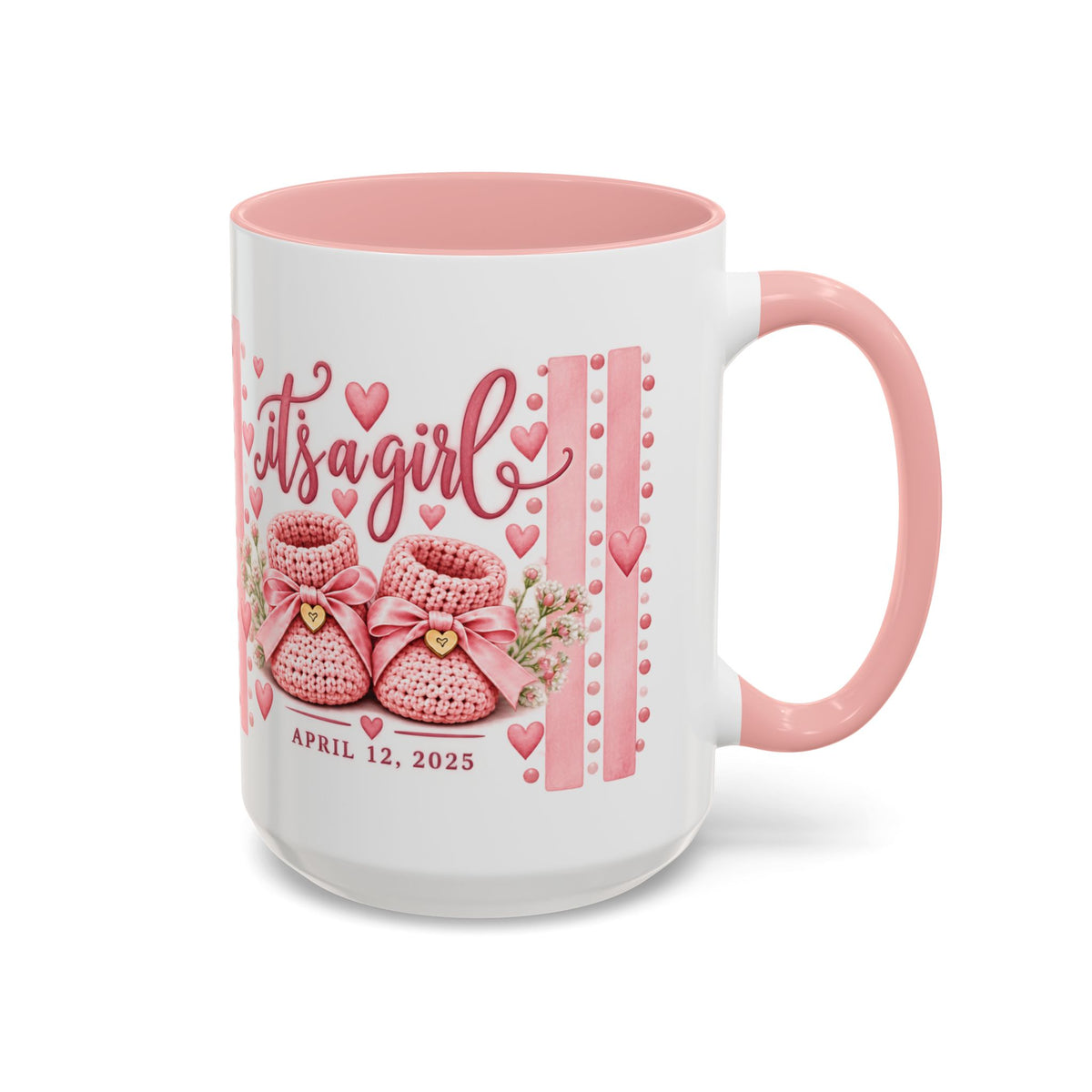 It's a Girl Baby Pink Booties Coffee Mug — Baby Announcement 11oz/15oz