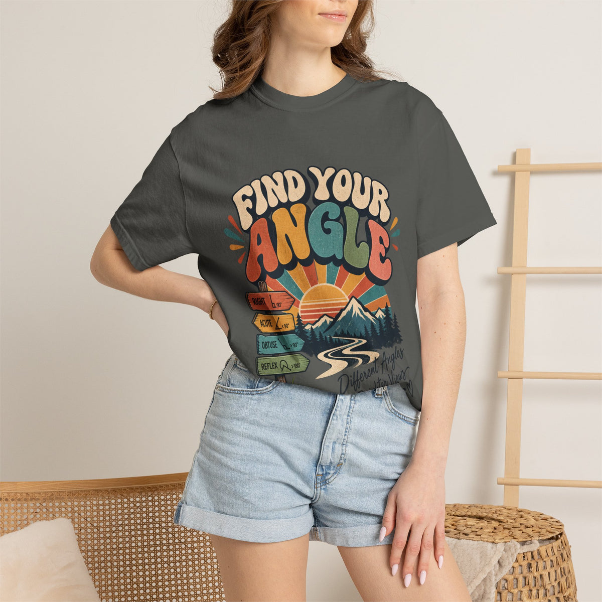 Find Your Angle T-Shirt — Retro Outdoors Sunrise Graphic Tee