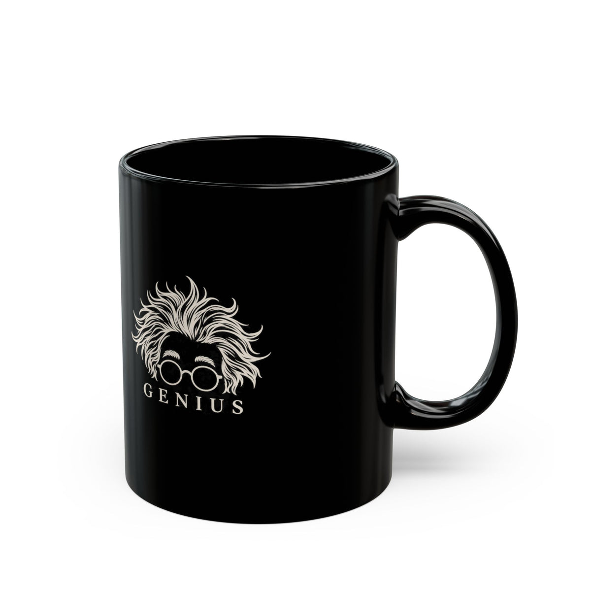 Genius Hair & Glasses Black Coffee Mug — 11oz/15oz