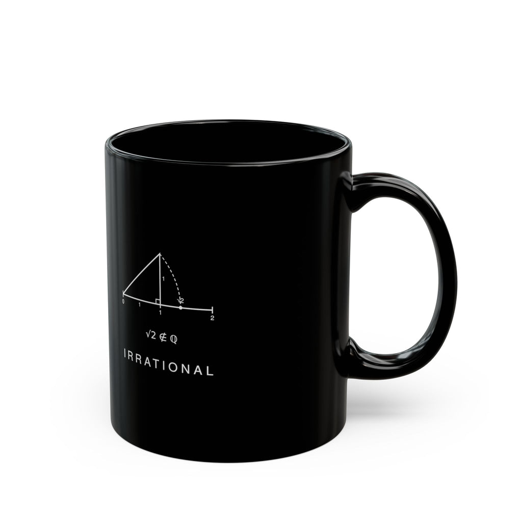 Irrational Black Math Mug – Minimalist Geometry Gift for Teachers and Students