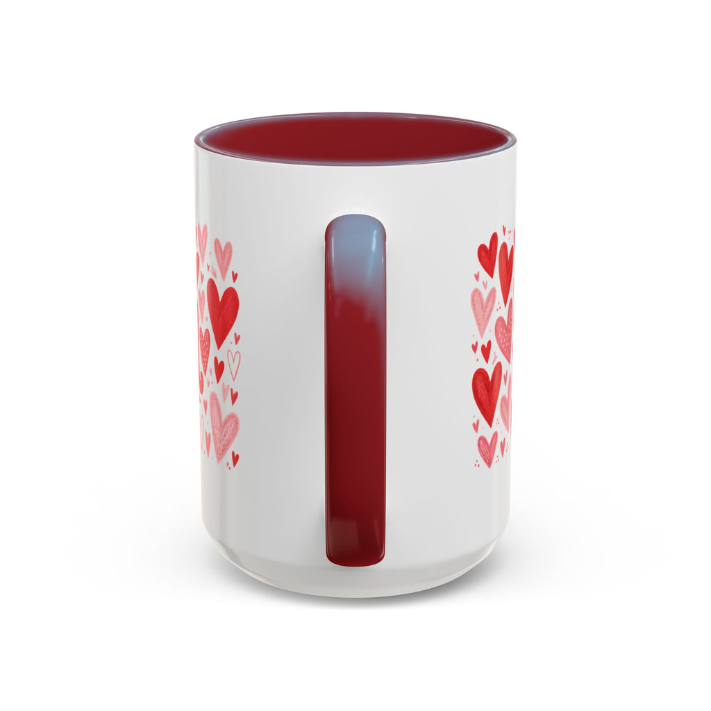 I Am Loved Heart Pattern Accent Coffee Mug – Valentine’s Day Gift