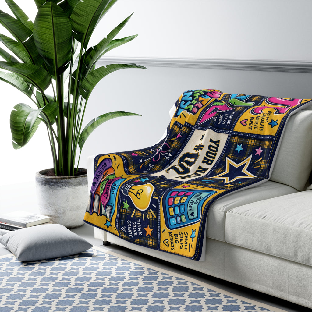 Personalized Math Teacher Sherpa Blanket – "Math Makes Sense" Cozy Classroom Throw