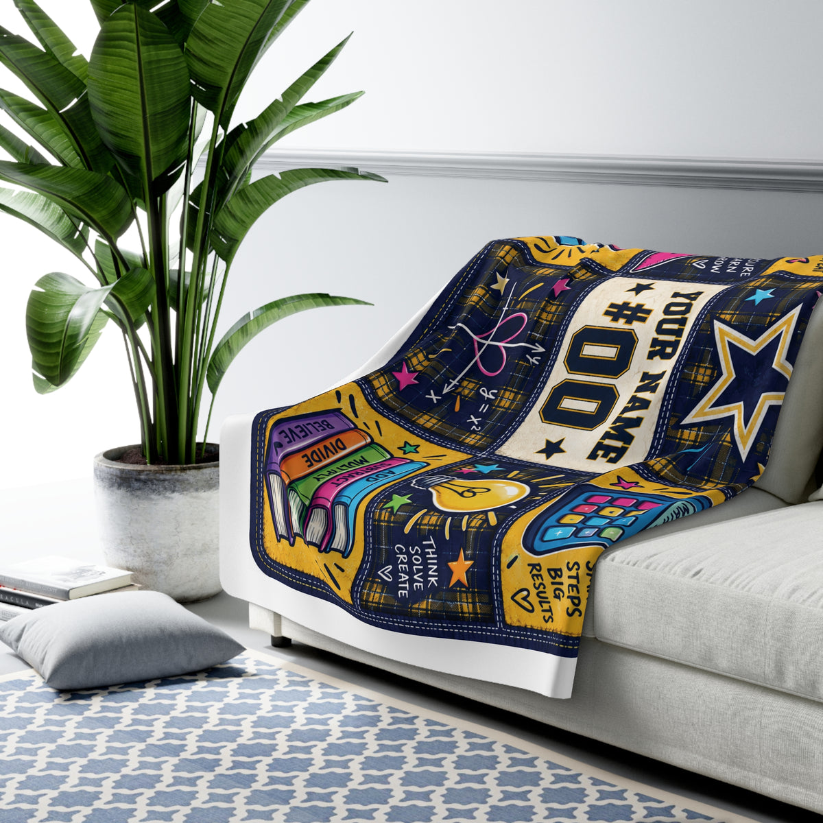 Personalized Math Teacher Sherpa Blanket – "Math Makes Sense" Cozy Classroom Throw