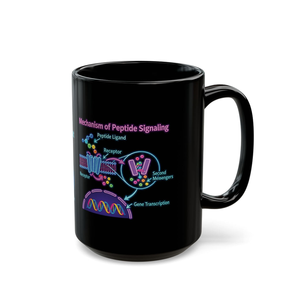 Peptides: The Cellular Group Chat That Actually Gets Things Done Diagram Mug — Neon Biology Coffee Cup (15oz) only