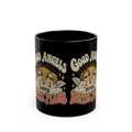 Good Angels Have Better Plans Black Mug — Retro Cherub Coffee Cup (11oz/15oz)