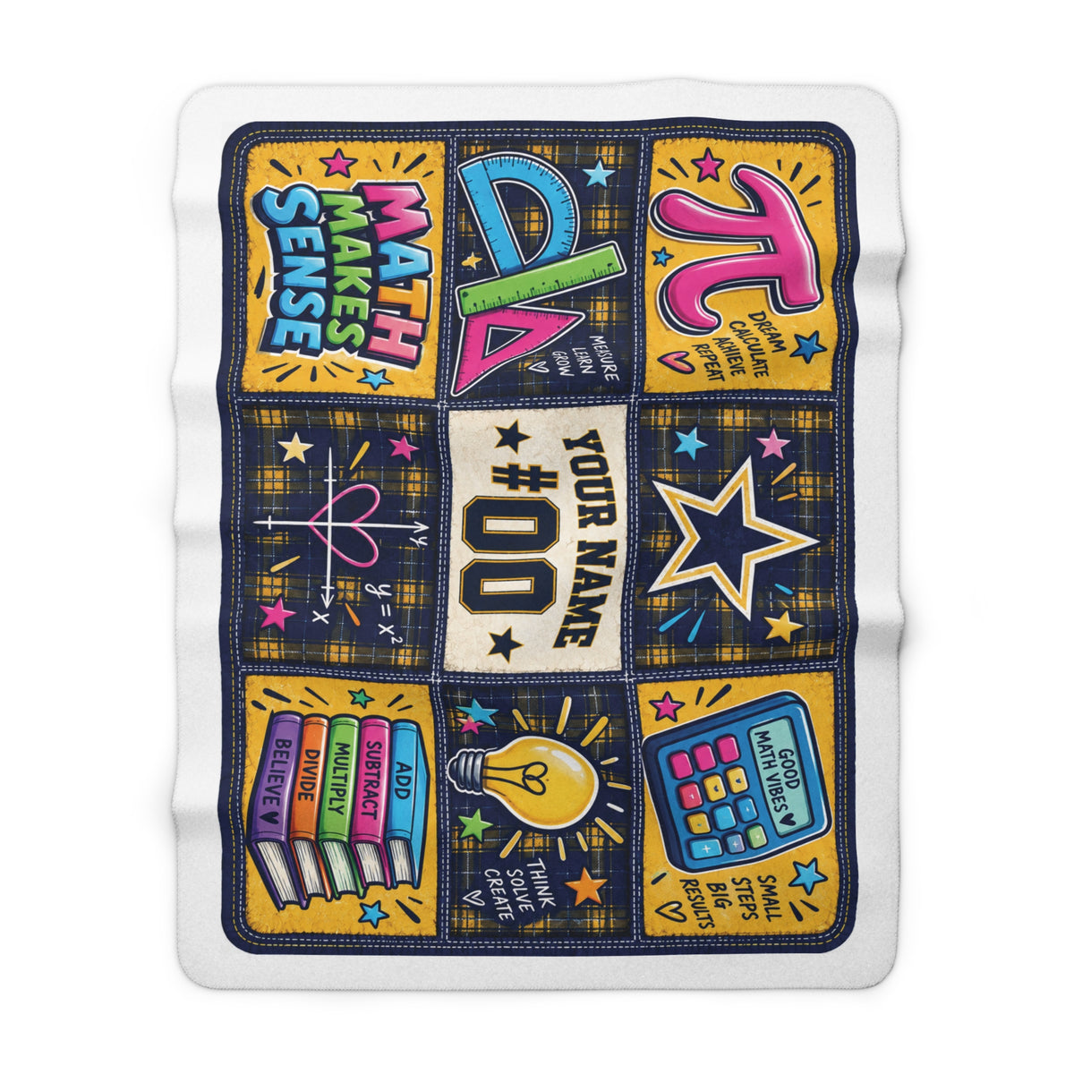 Personalized Math Teacher Sherpa Blanket – "Math Makes Sense" Cozy Classroom Throw