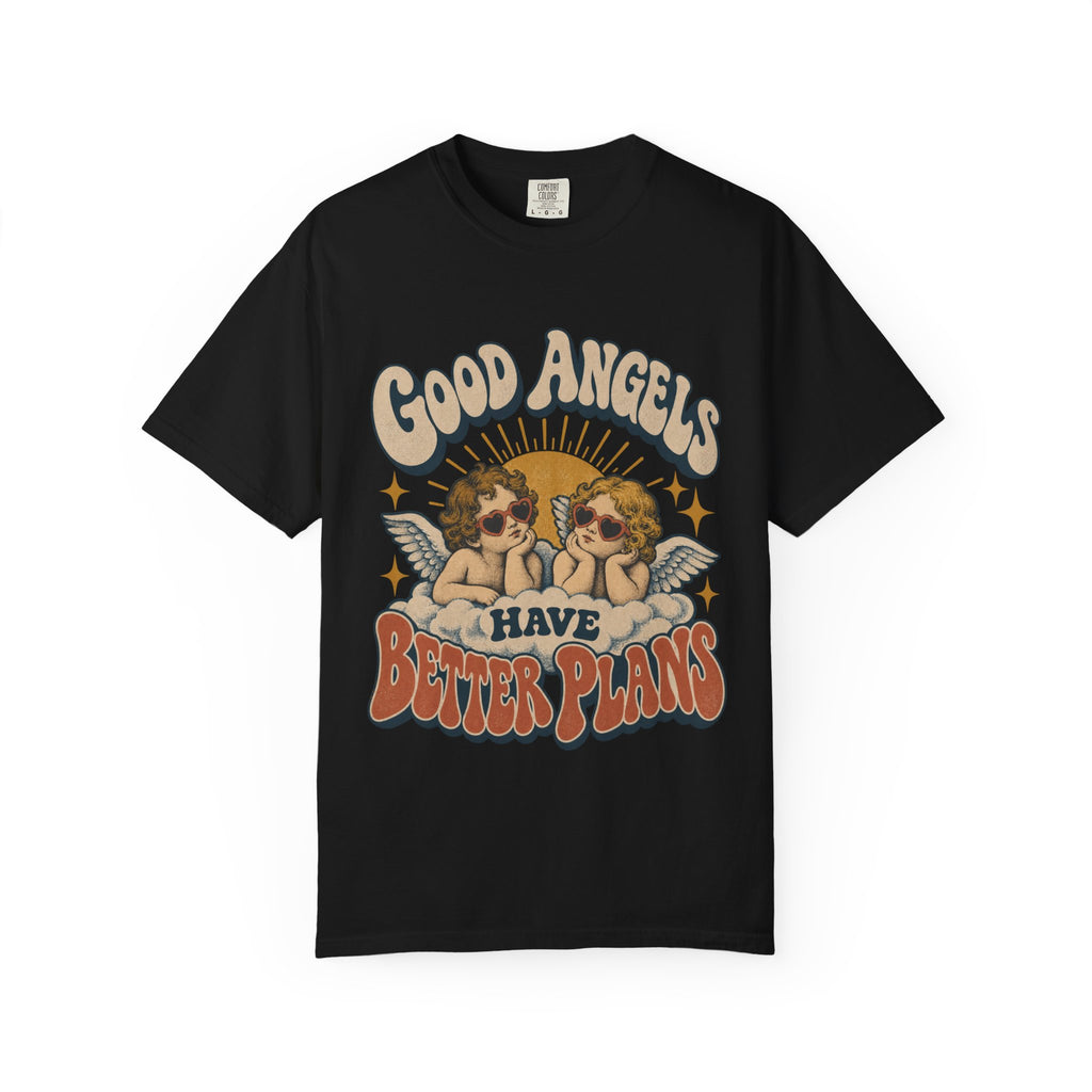 Vintage Angel Graphic T-Shirt — “Good Angels Have Better Plans” Retro Tee