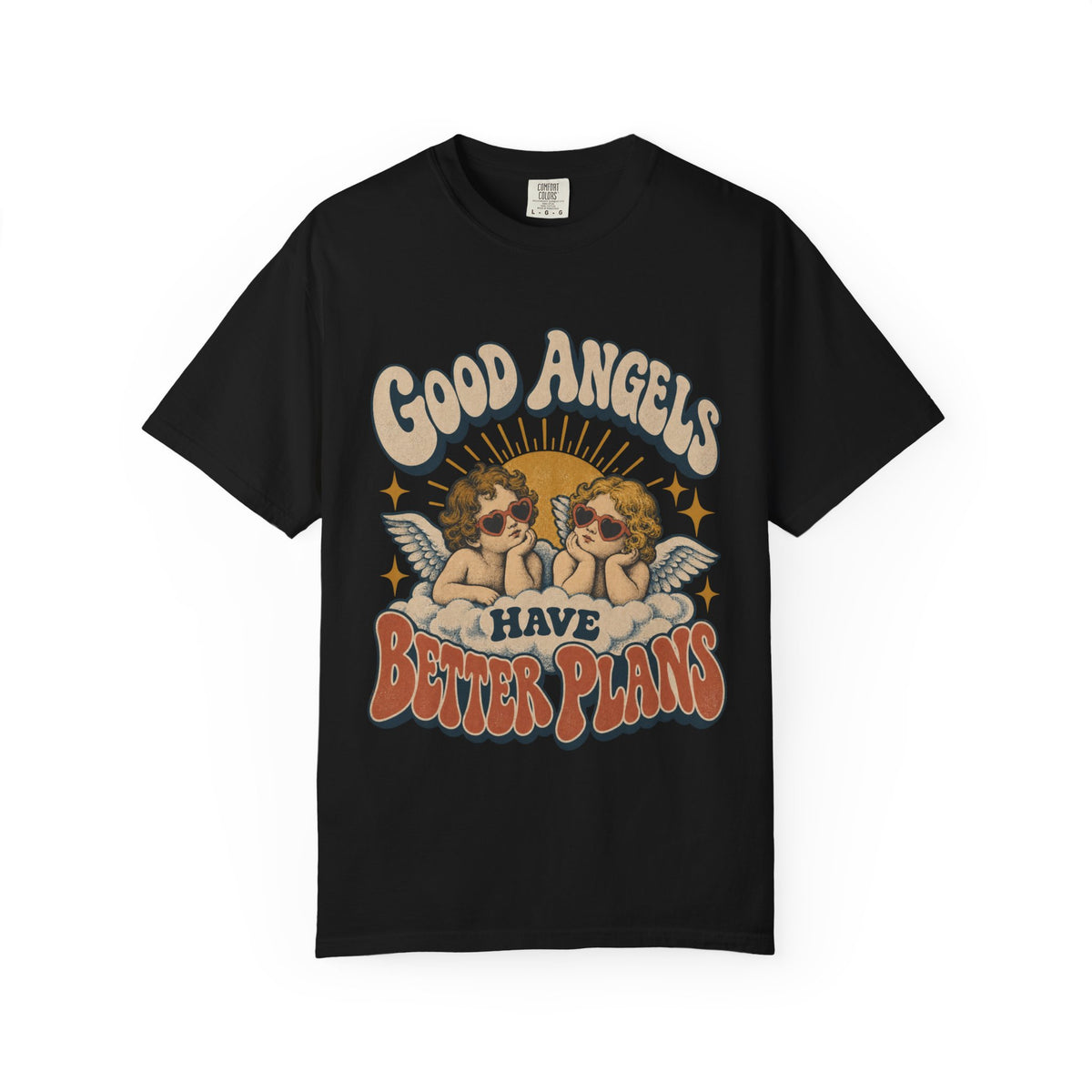 Vintage Angel Graphic T-Shirt — “Good Angels Have Better Plans” Retro Tee