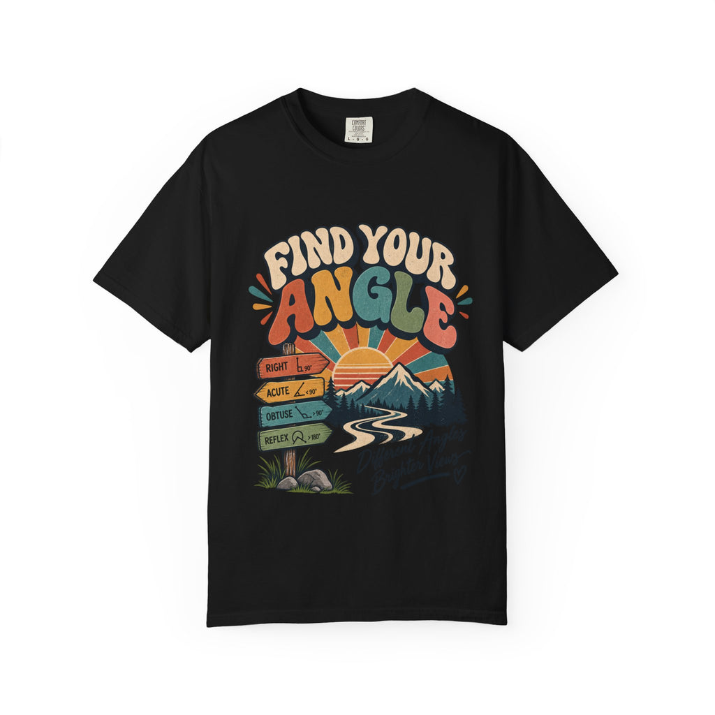 Find Your Angle T-Shirt — Retro Outdoors Sunrise Graphic Tee