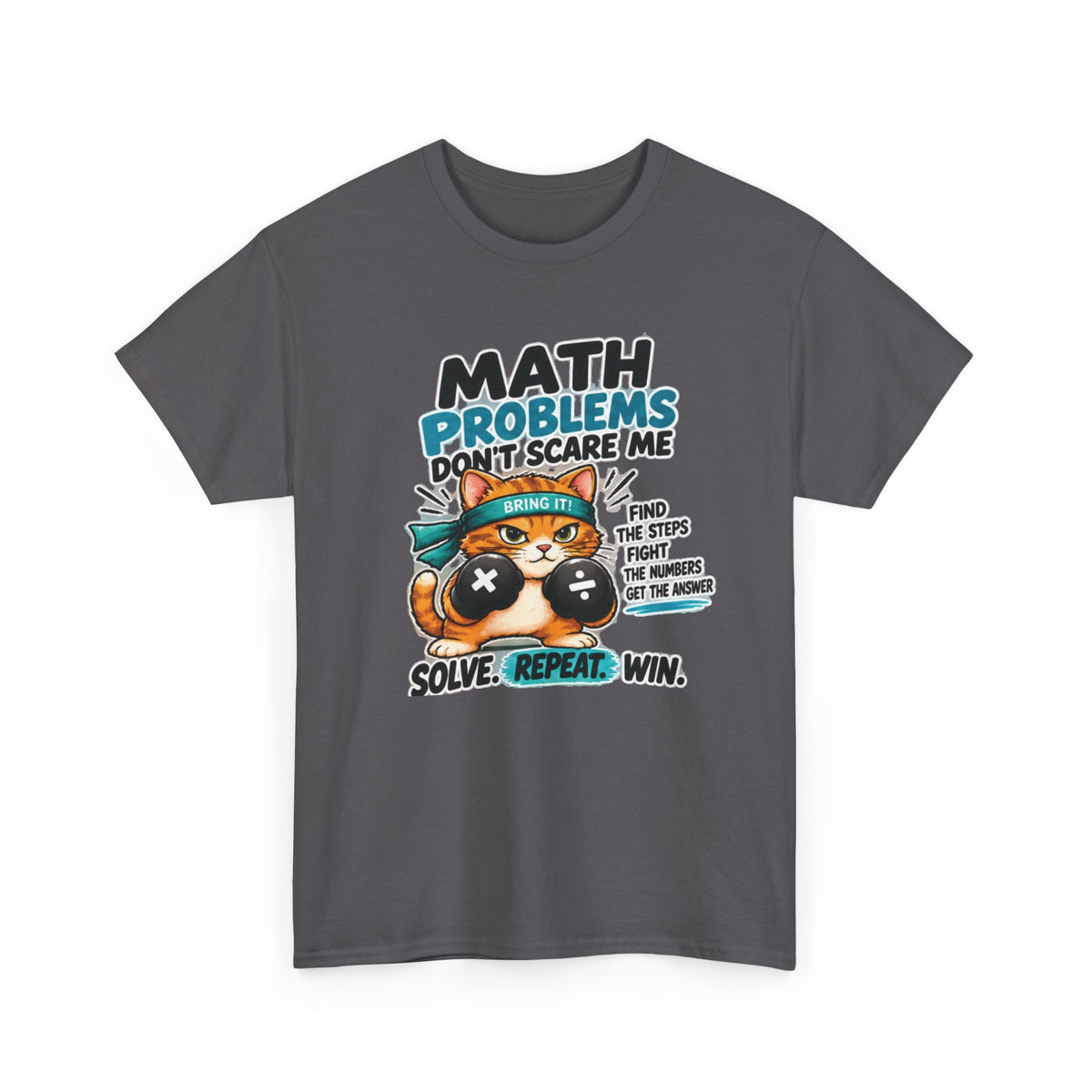 Math Problems Don't Scare Me T-Shirt — Cute Cat Gamer Math Tee for Kids & Students