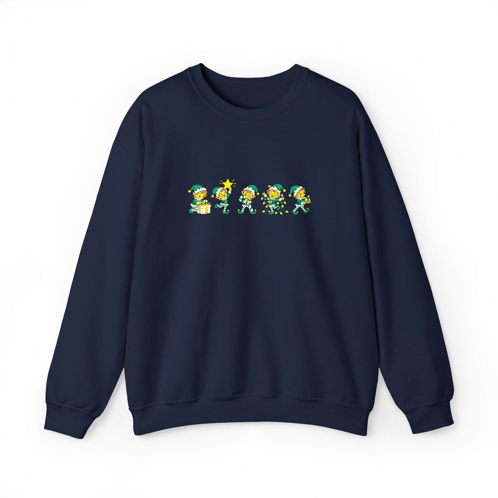 Embroidered Christmas Elves Sweatshirt, Unisex Christmas Tree Crewneck, Festive Gift