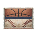 Sports Ball Woven Blanket — Basketball & Baseball Throw for Fans, Game-Day Cozy Gift