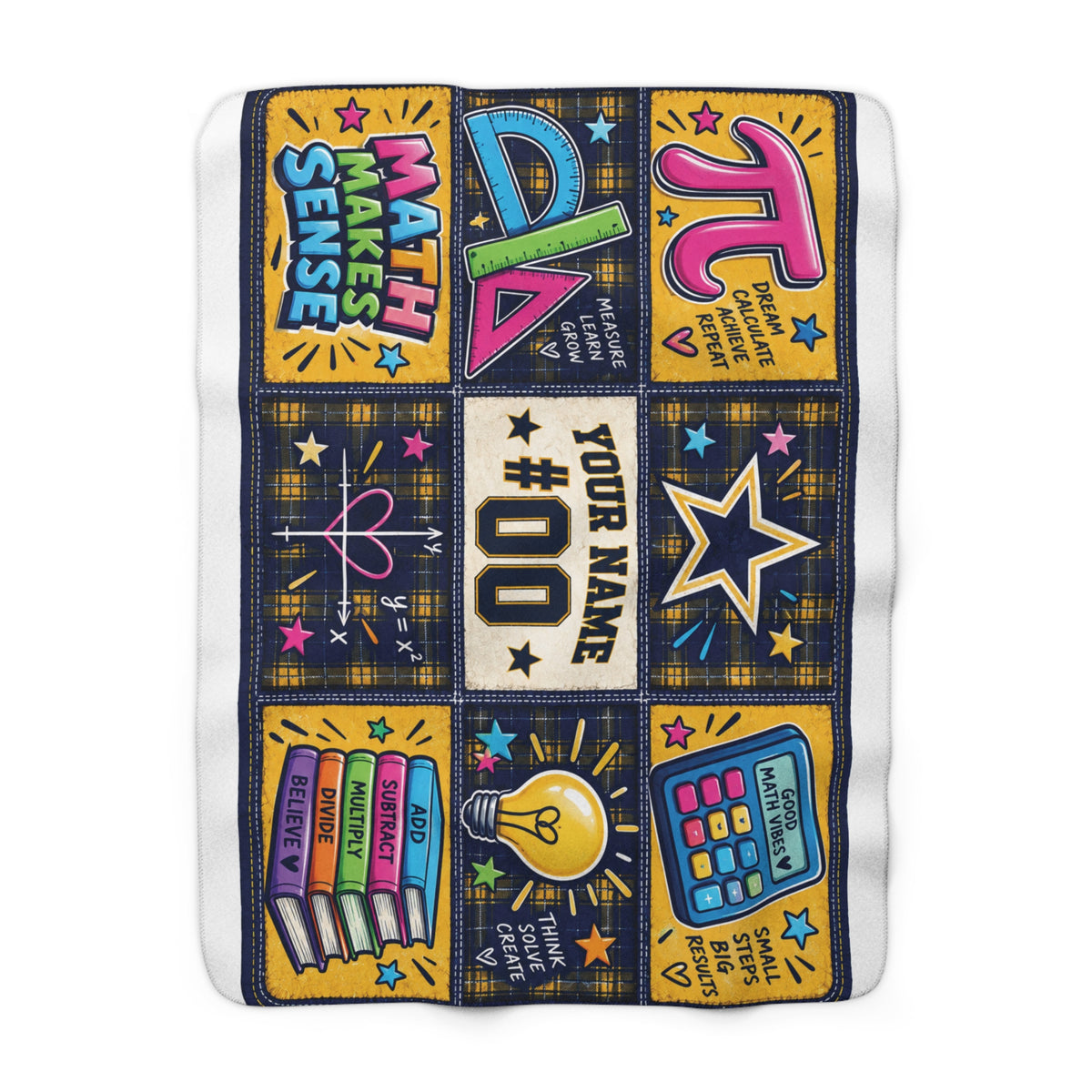 Personalized Math Teacher Sherpa Blanket – "Math Makes Sense" Cozy Classroom Throw