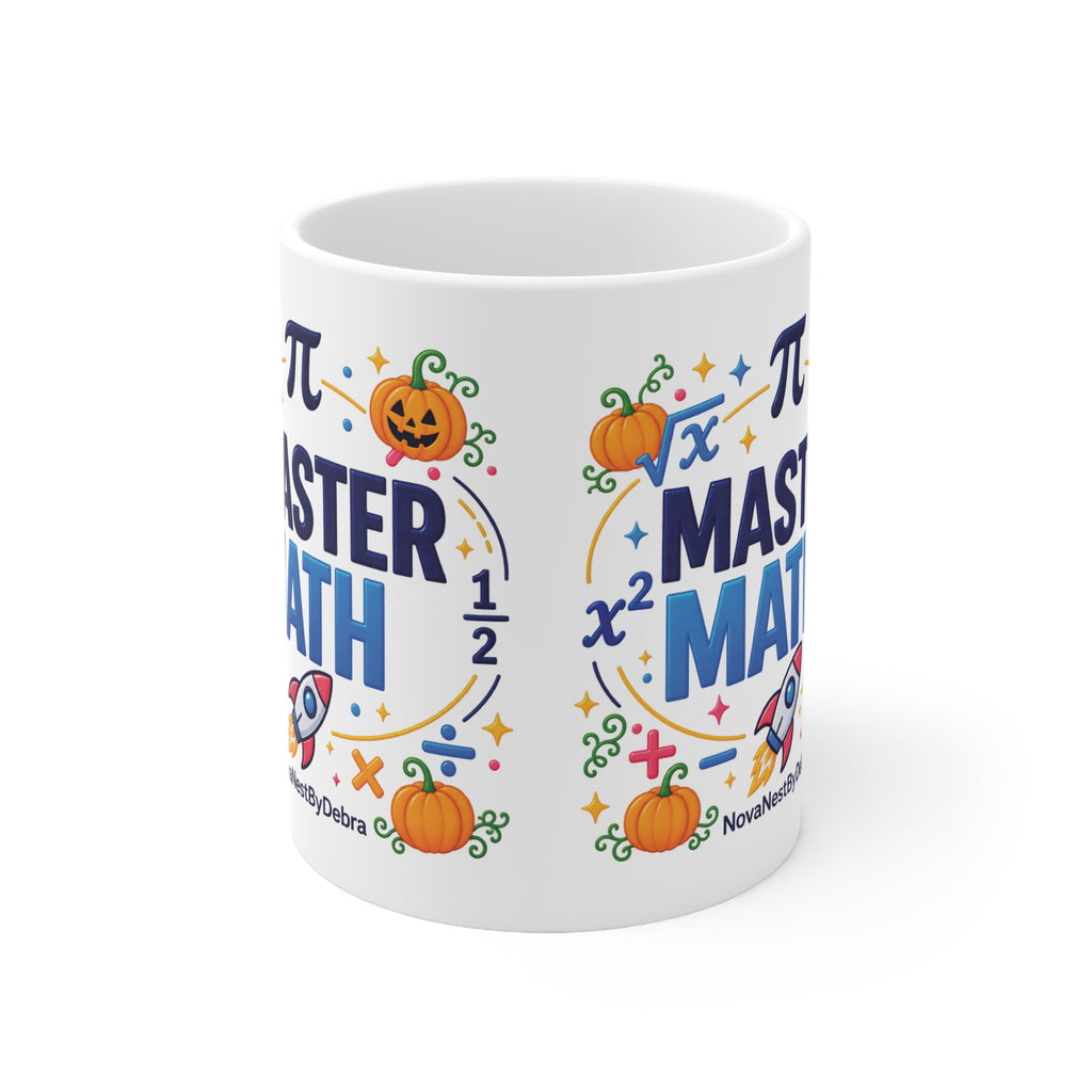 Master Math Mug — Fun Pumpkin & Rocket Teacher Coffee Cup (11oz)