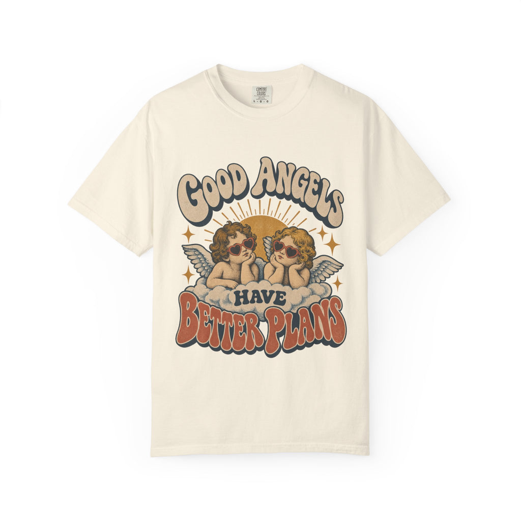 Vintage Angel Graphic T-Shirt — “Good Angels Have Better Plans” Retro Tee