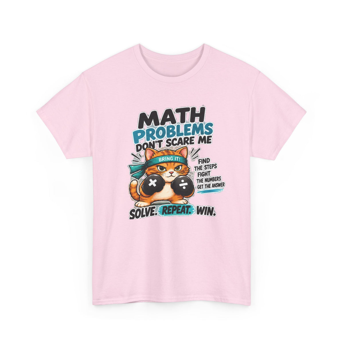 Math Problems Don't Scare Me T-Shirt — Cute Cat Gamer Math Tee for Kids & Students