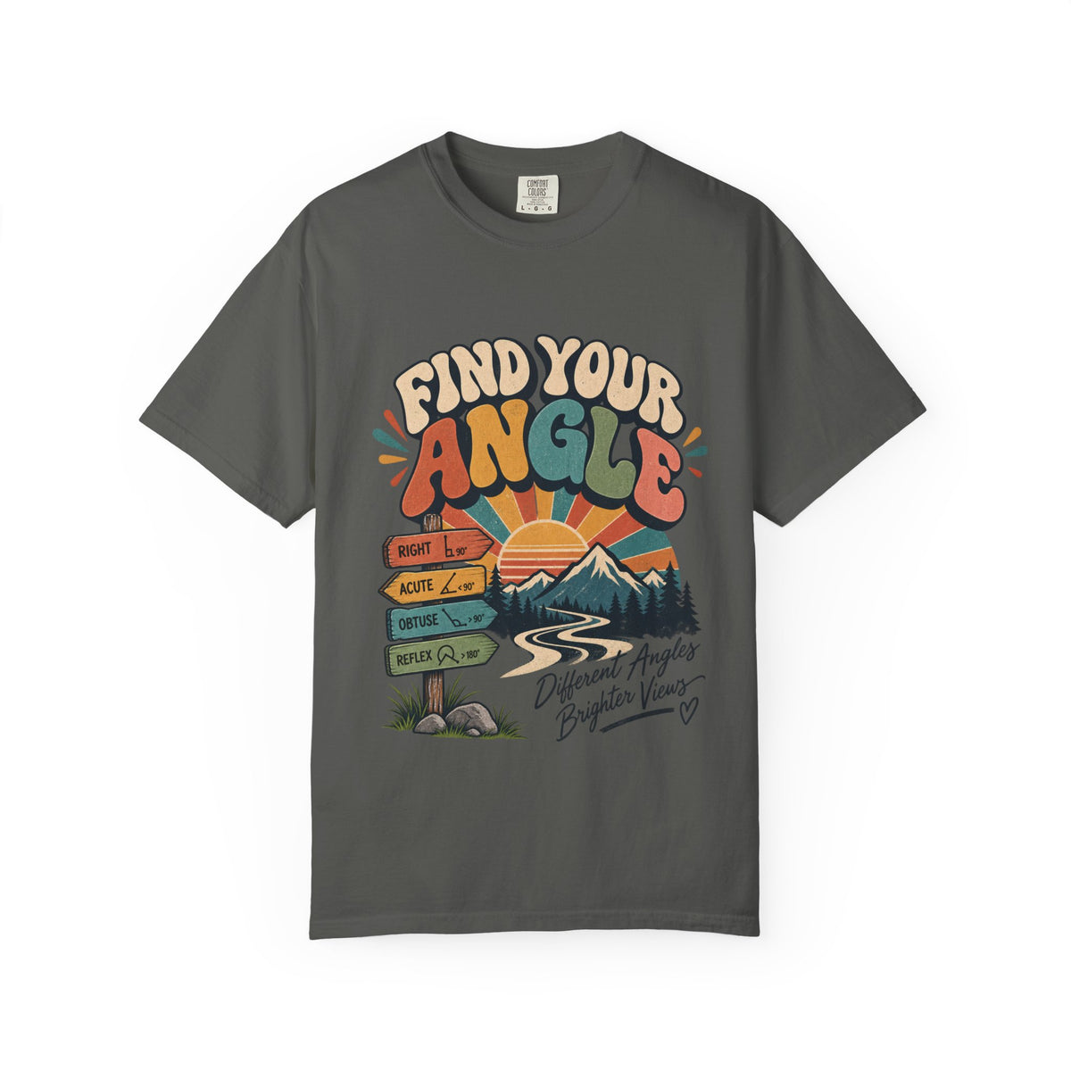 Find Your Angle T-Shirt — Retro Outdoors Sunrise Graphic Tee