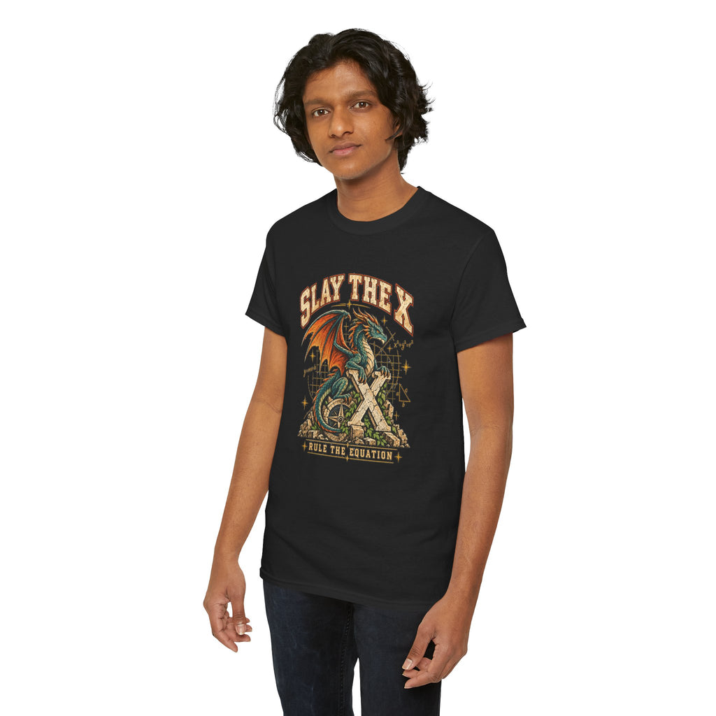 Slay the X Dragon T-Shirt — 'Rule the Equation' Math Teacher Geek Tee
