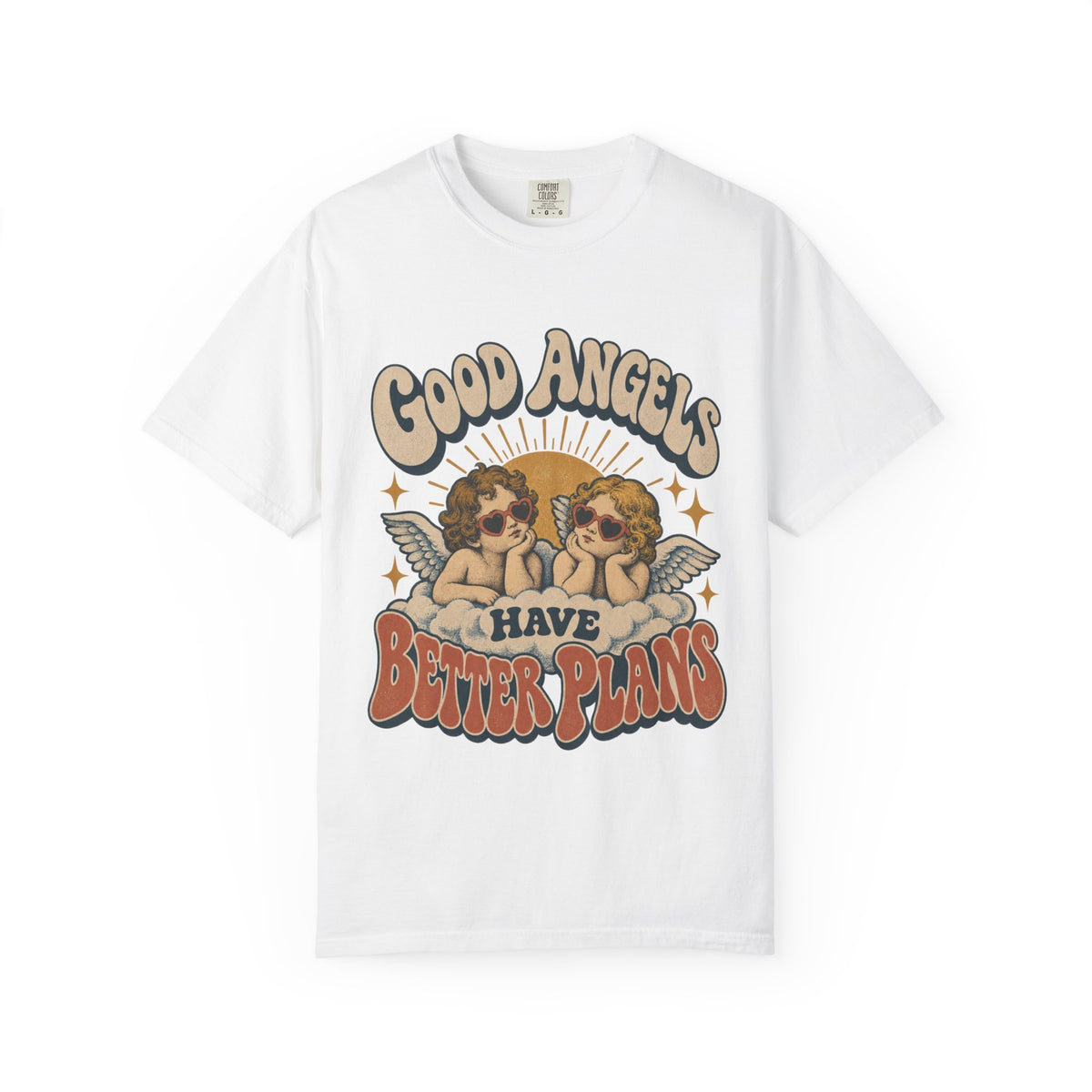 Vintage Angel Graphic T-Shirt — “Good Angels Have Better Plans” Retro Tee