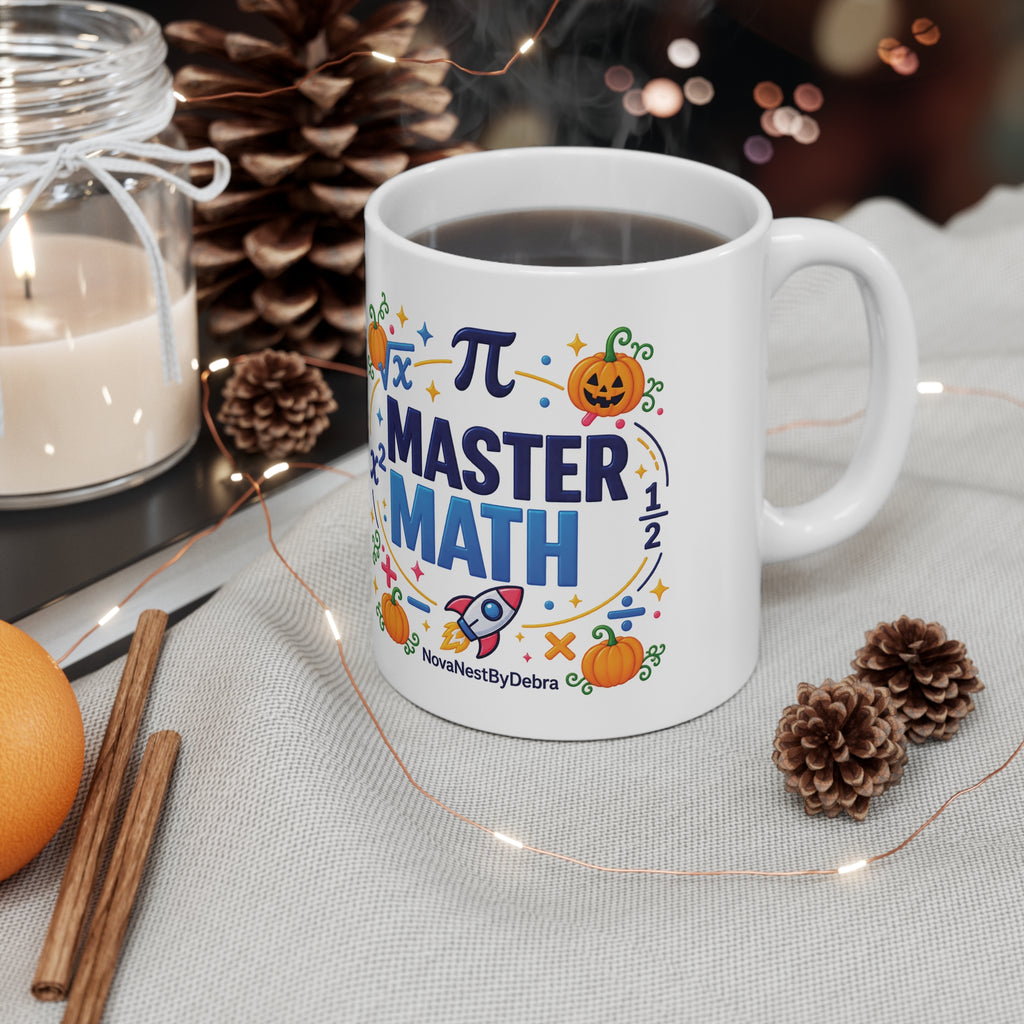 Master Math Mug — Fun Pumpkin & Rocket Teacher Coffee Cup (11oz)