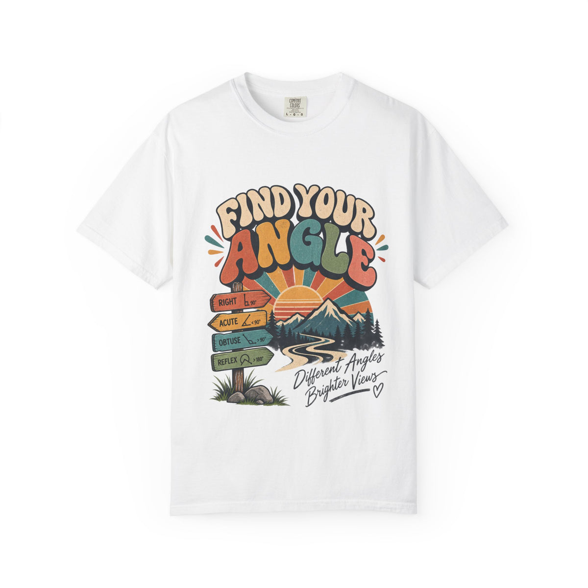 Find Your Angle T-Shirt — Retro Outdoors Sunrise Graphic Tee