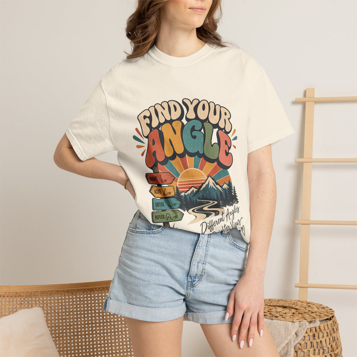 Find Your Angle T-Shirt — Retro Outdoors Sunrise Graphic Tee