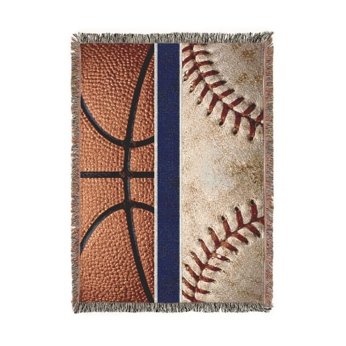 Sports Ball Woven Blanket — Basketball & Baseball Throw for Fans, Game-Day Cozy Gift