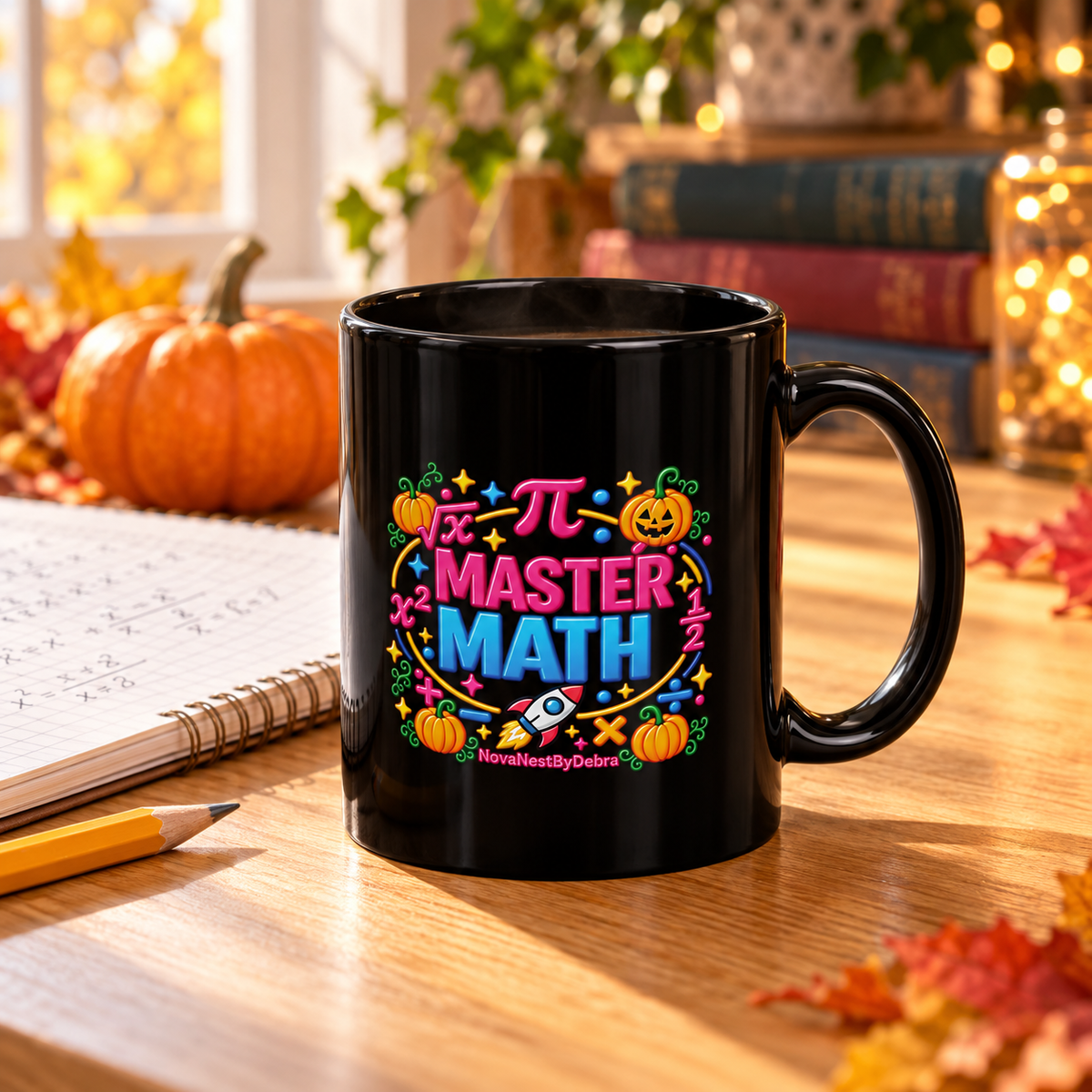 Pi Master Math Halloween Mug — Spooky Pumpkin STEM Coffee Cup (11oz/15oz)