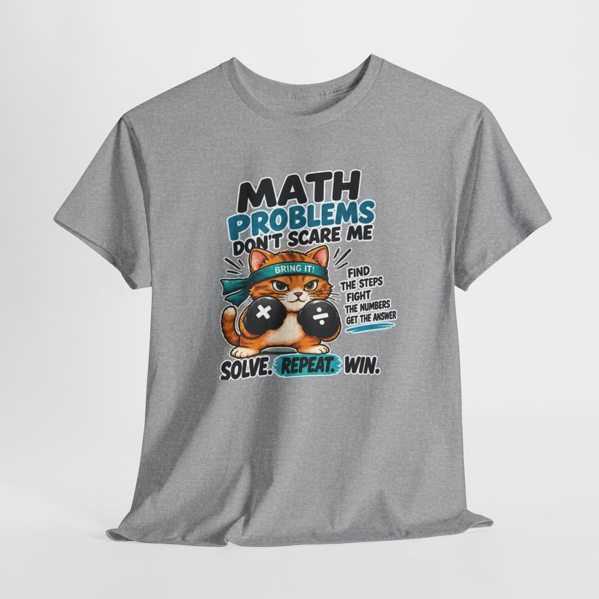 Math Problems Don't Scare Me T-Shirt — Cute Cat Gamer Math Tee for Kids & Students