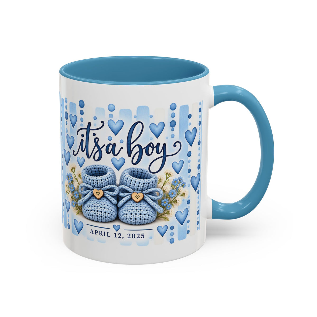 It’s a Boy Baby Blue Booties Accent Coffee Mug  | Baby Announcement 11oz