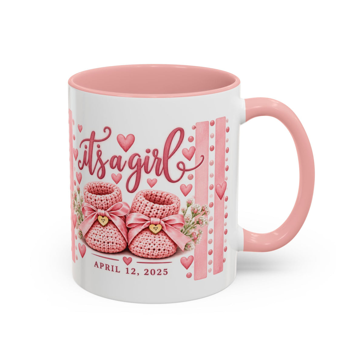 It's a Girl Baby Pink Booties Coffee Mug — Baby Announcement 11oz/15oz