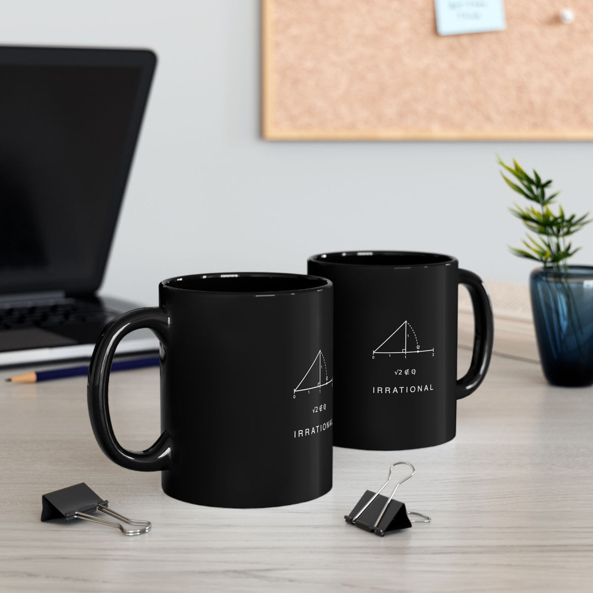 Irrational Black Math Mug – Minimalist Geometry Gift for Teachers and Students