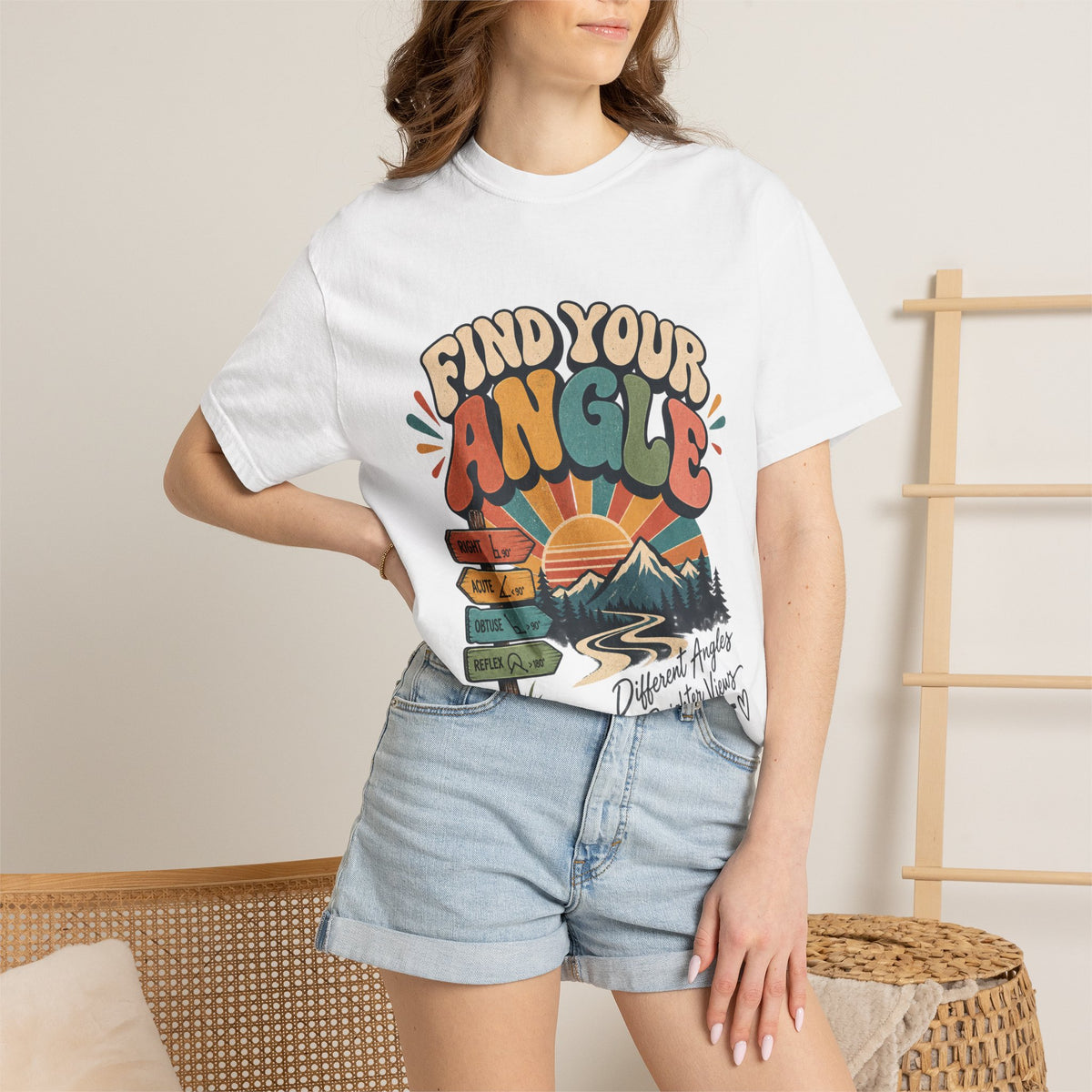 Find Your Angle T-Shirt — Retro Outdoors Sunrise Graphic Tee