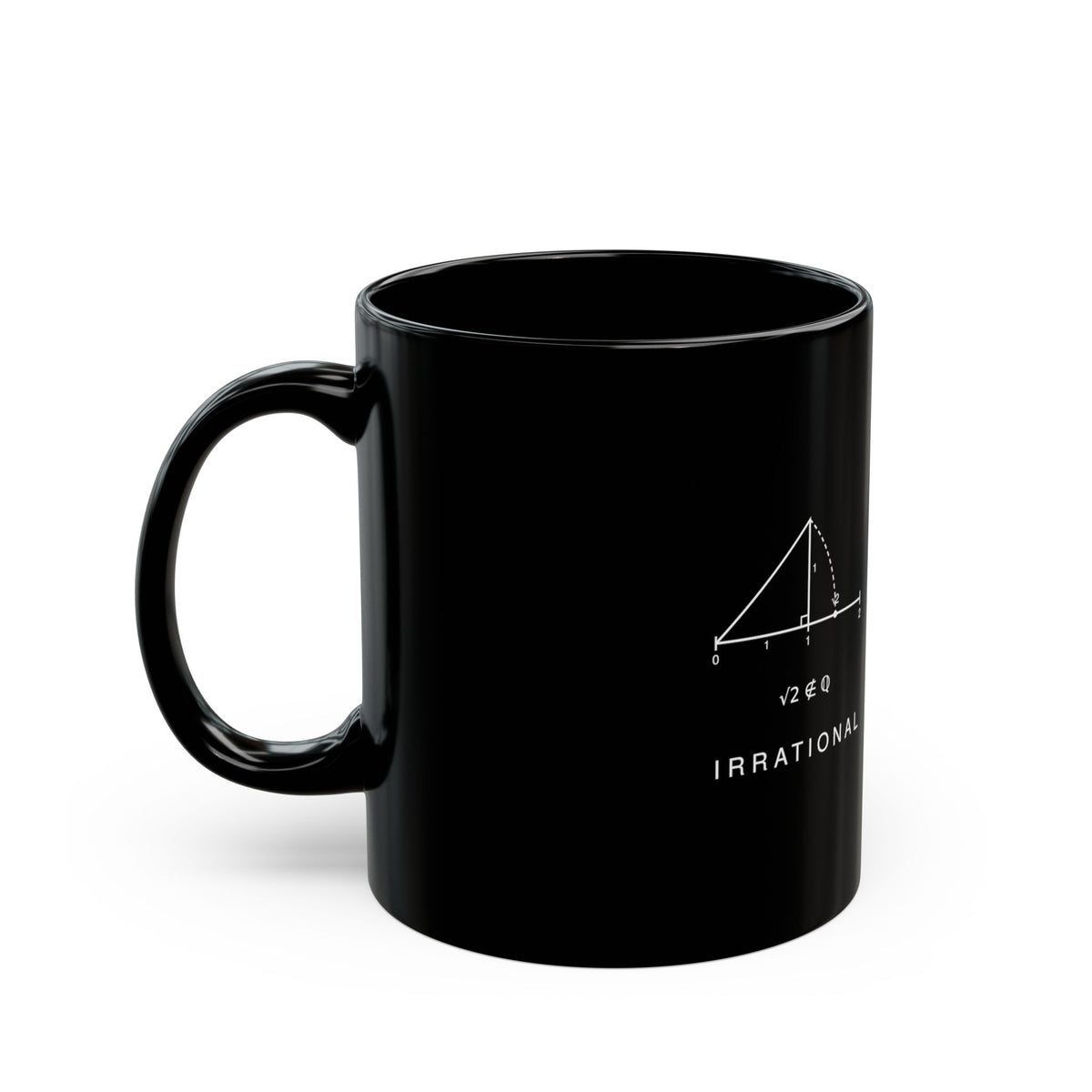 Irrational Black Math Mug – Minimalist Geometry Gift for Teachers and Students