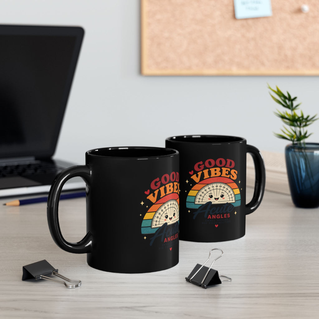 Good Vibes Acute Angles Mug – Cute Retro Protractor Coffee Cup
