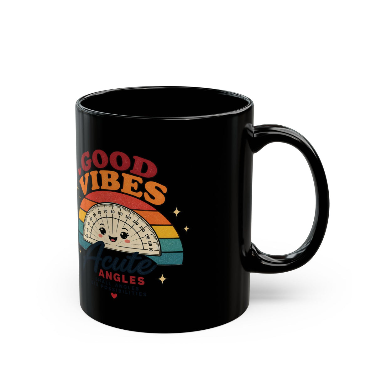 Good Vibes Acute Angles Mug – Cute Retro Protractor Coffee Cup