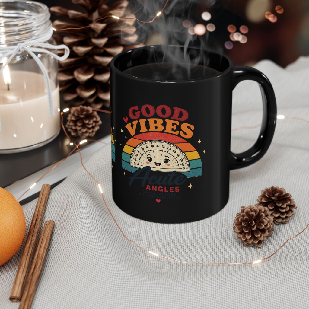 Good Vibes Acute Angles Mug – Cute Retro Protractor Coffee Cup
