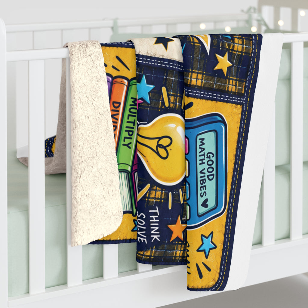 Personalized Math Teacher Sherpa Blanket – "Math Makes Sense" Cozy Classroom Throw