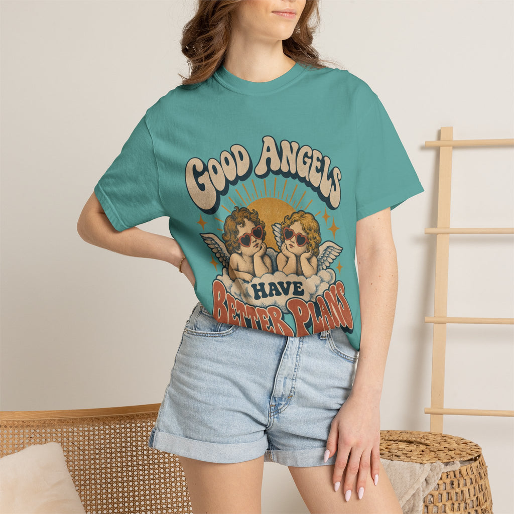 Vintage Angel Graphic T-Shirt — “Good Angels Have Better Plans” Retro Tee