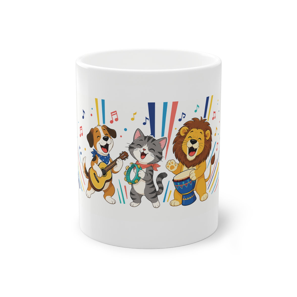 Dancing Animal Trio Mug – Fun Musical Dog, Cat & Lion Coffee Cup