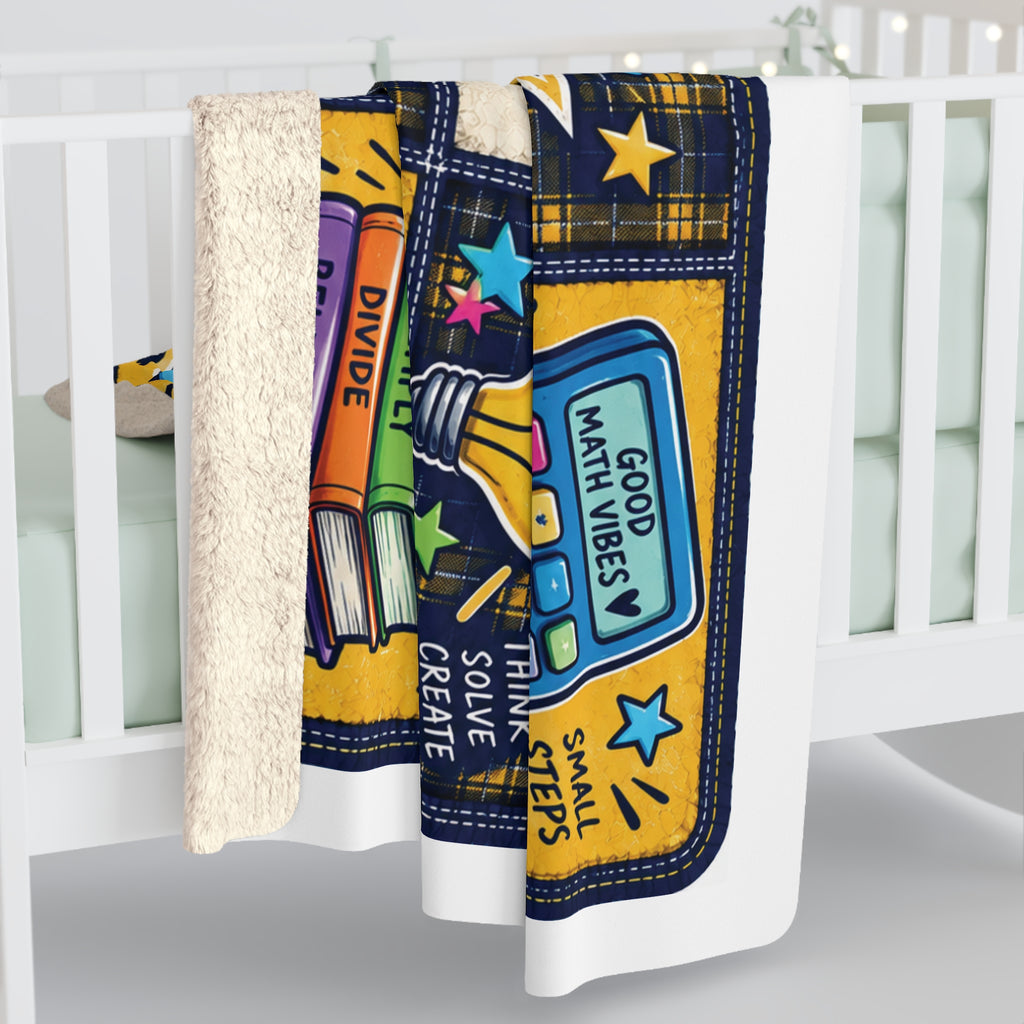 Personalized Math Teacher Sherpa Blanket – "Math Makes Sense" Cozy Classroom Throw