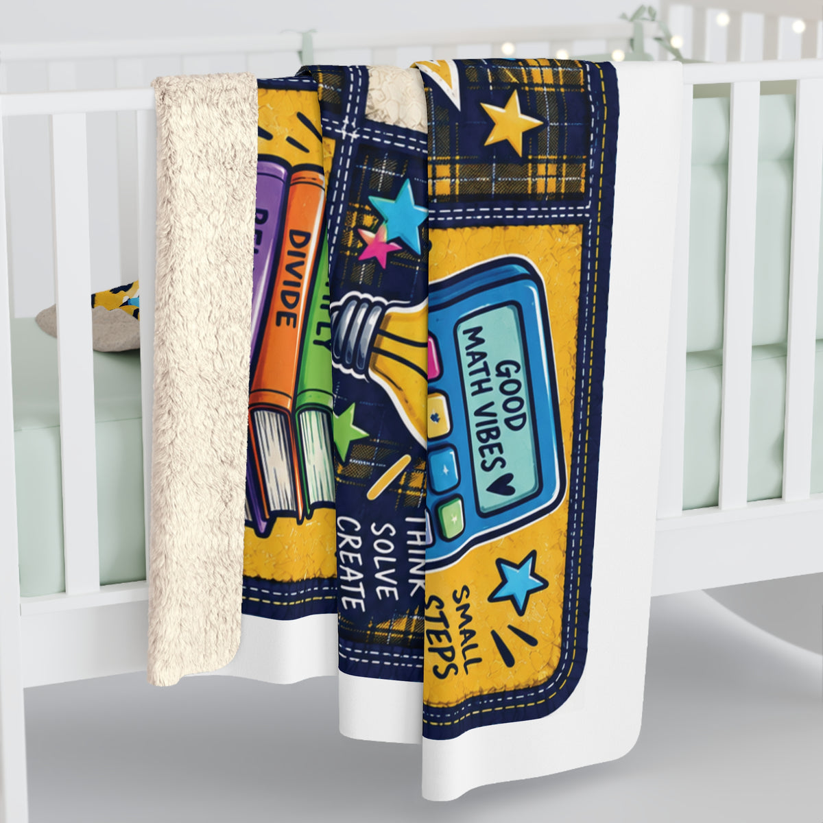Personalized Math Teacher Sherpa Blanket – "Math Makes Sense" Cozy Classroom Throw