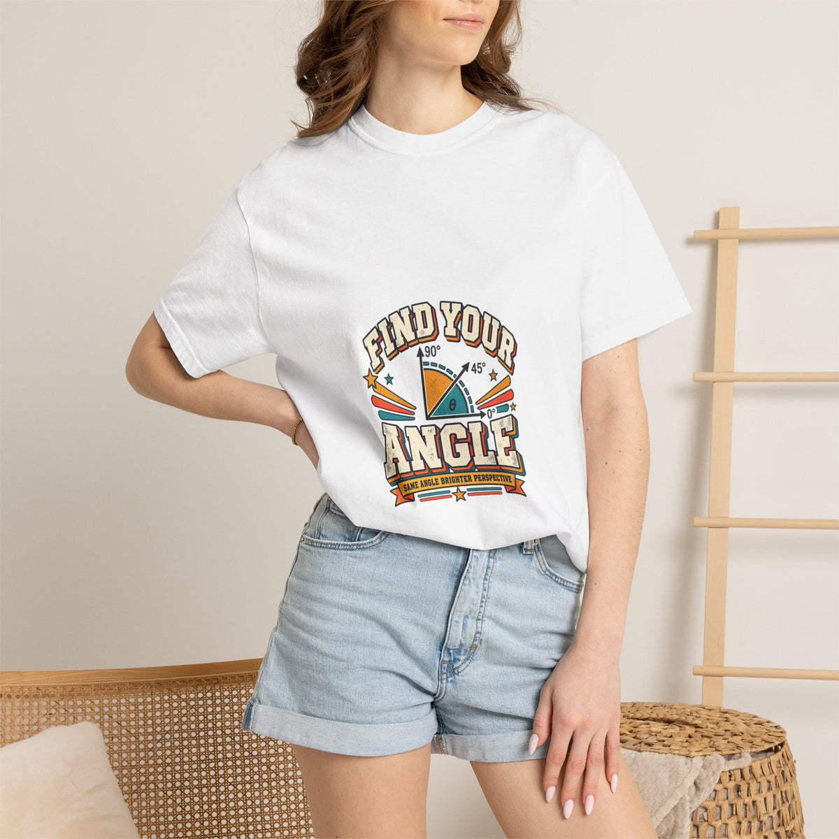 Find Your Angle Graphic Tee — Retro Compass Motivational T-Shirt