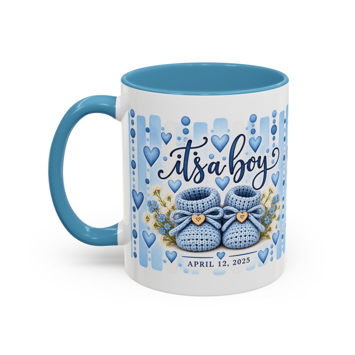 It’s a Boy Baby Blue Booties Accent Coffee Mug  | Baby Announcement 11oz