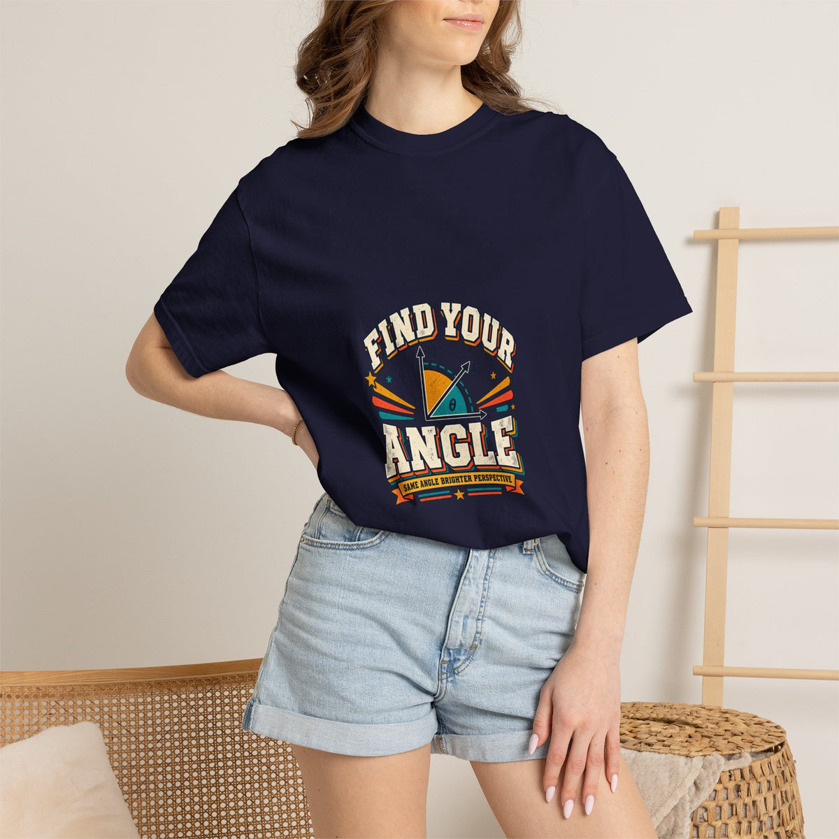 Find Your Angle Graphic Tee — Retro Compass Motivational T-Shirt