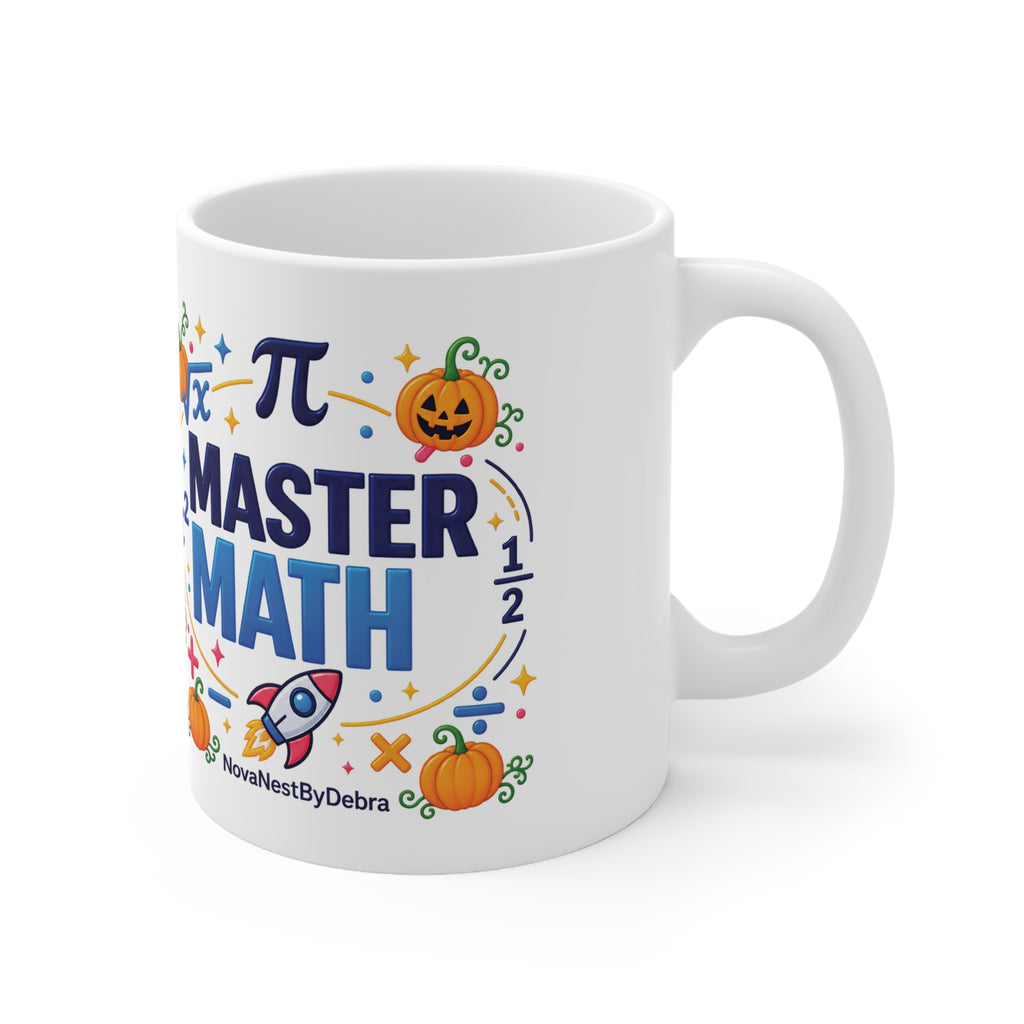 Master Math Mug — Fun Pumpkin & Rocket Teacher Coffee Cup (11oz)