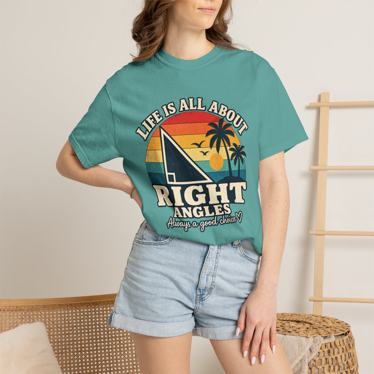 Right Angles Retro Beach T-Shirt — "Life Is All About Right Angles" Graphic Tee