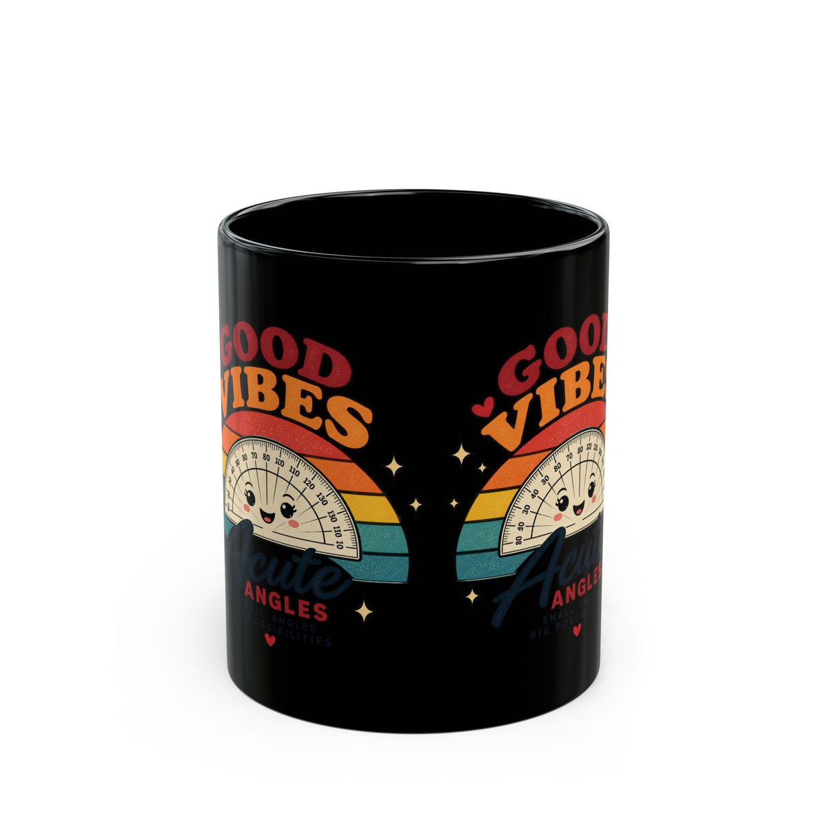 Good Vibes Acute Angles Mug – Cute Retro Protractor Coffee Cup