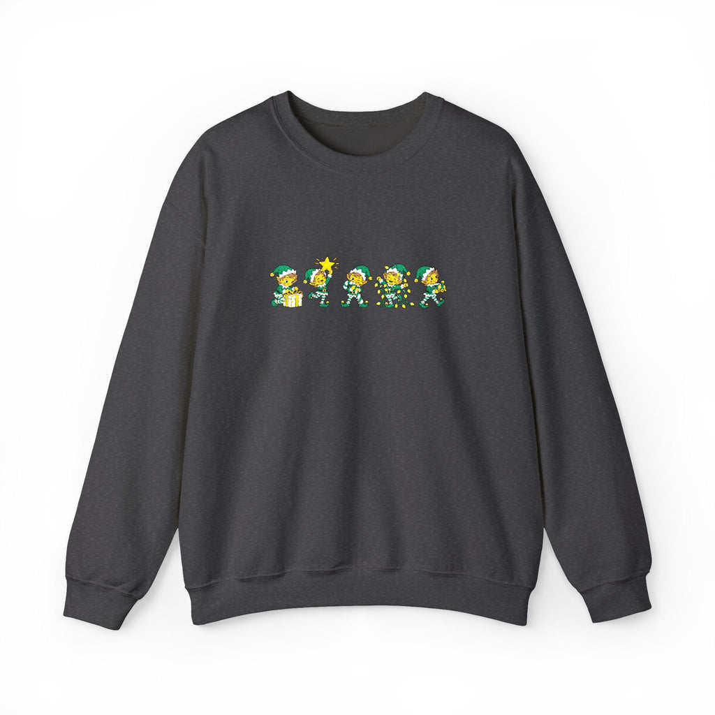 Embroidered Christmas Elves Sweatshirt, Unisex Christmas Tree Crewneck, Festive Gift